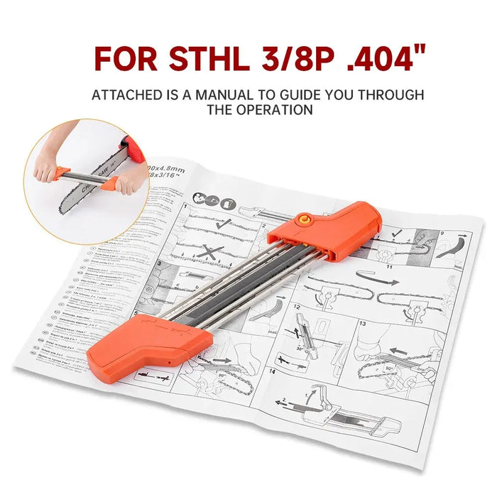 2 in 1 Chainsaw Sharpener Tool with Whetstone Fits 4.0 5.5mm Chains