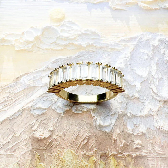 925 Sterling Silver Stunning Zircon Gold Ring Trend