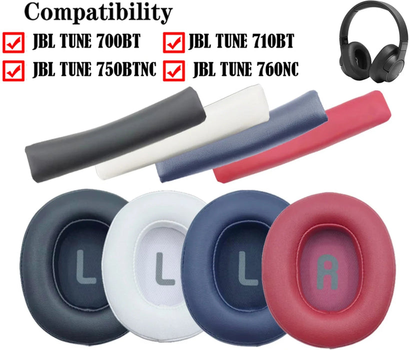 Pair of Leather Earpads For Jbl Tune 700Bt / 710Bt / 700Btnc / 750Bt / 760Btnc Headband Cover