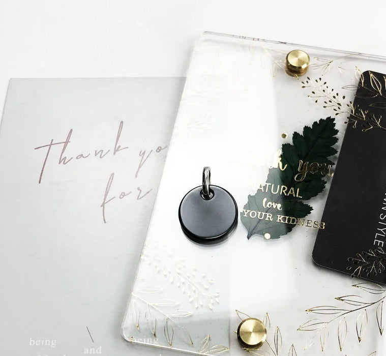 925 Sterling Silver Round Hematite Disc Pendant Fashion Jewelry Gift For Women