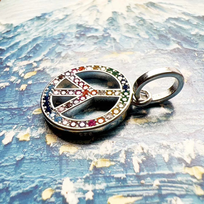 925 Sterling Silver Colourful Peace Pendant Fine Jewelry For Men & Women