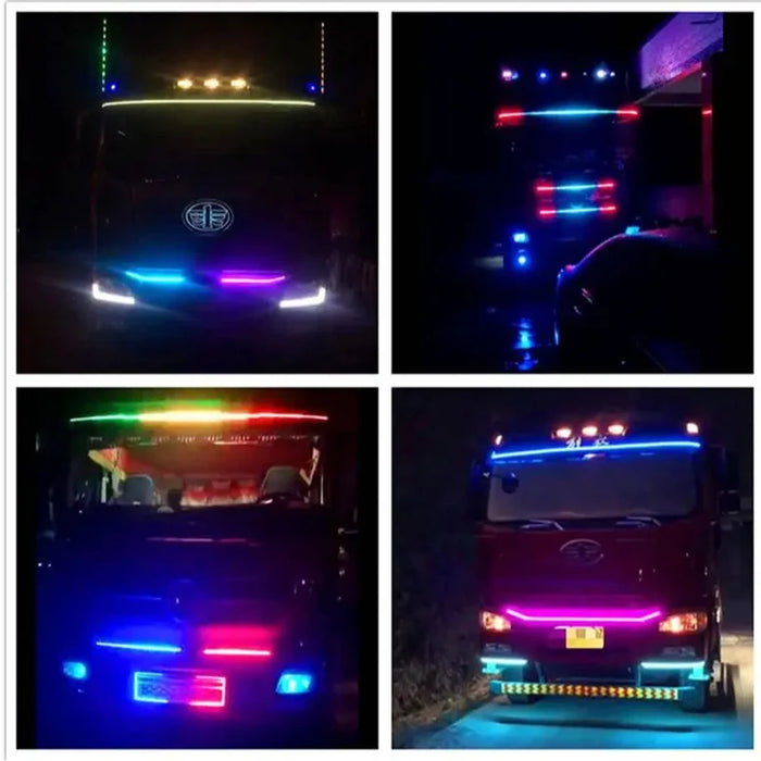 24V Truck Led Ambient Light Strip Colourful Flashing For Night Driving Safety