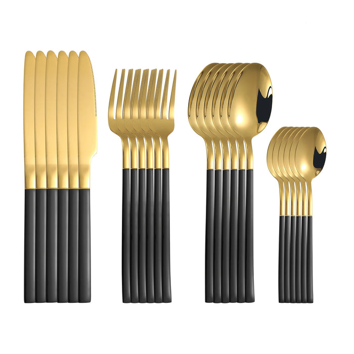 4 / 6 / 16 / 24 Piece Gold Stainless Steel Cutlery Set For Family Hotel Restaurant