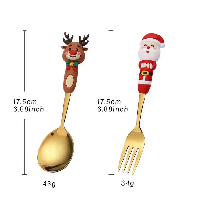 2/4 Piece Christmas Cutlery Set With Snowman Spoons