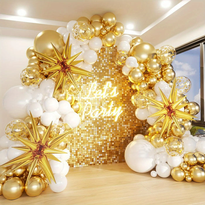 135Pcs White And Gold Balloon Garland Arch Kit For Birthday Parties Anniversaries Weddings Indoor And Outdoor Decorations