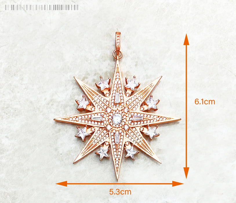 925 Sterling Silver Sun Star Cz Pave Pendant Fine Jewelry For Men & Women