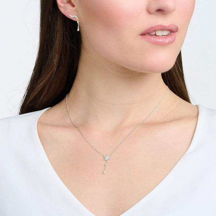 925 Sterling Silver Snowflake Necklace & Earring Set Trend