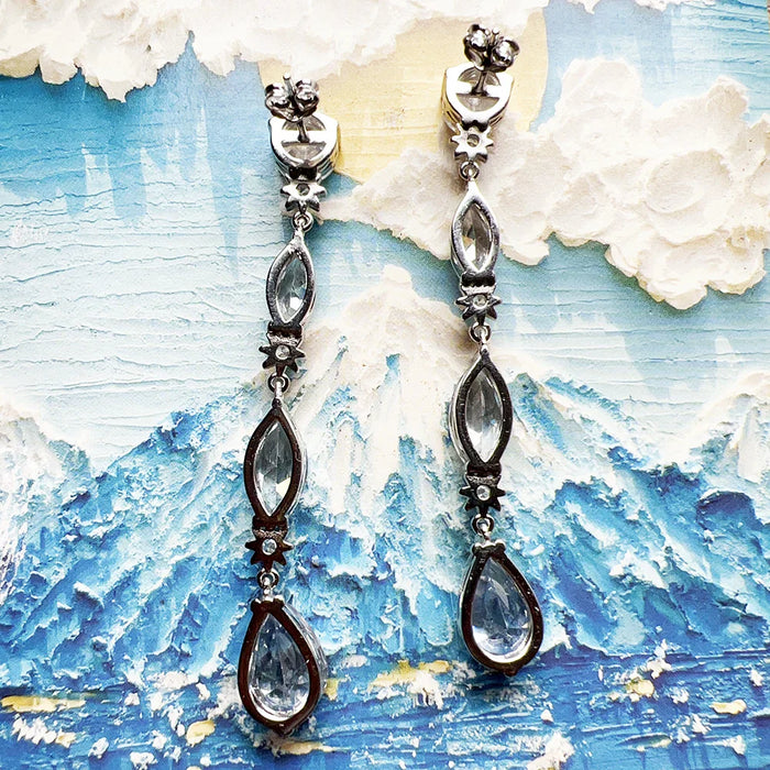 925 Sterling Silver Tear Drop Earrings White Zircon Jewelry For Women