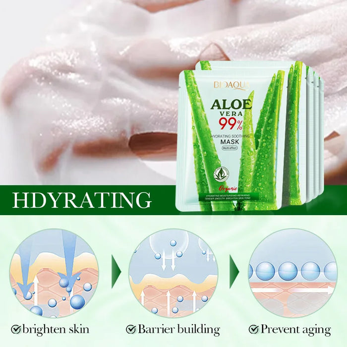 5 / 10 Piece Aloe Vera Moisturizing Facial Masks Soothing Brightening Firming