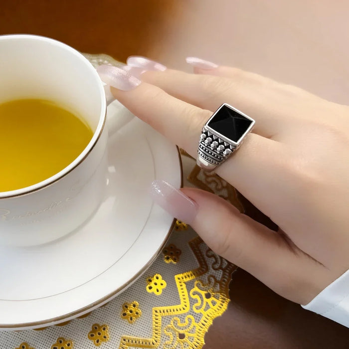 925 Sterling Silver Ethno Skulls Cocktail Ring Europe Style Unisex