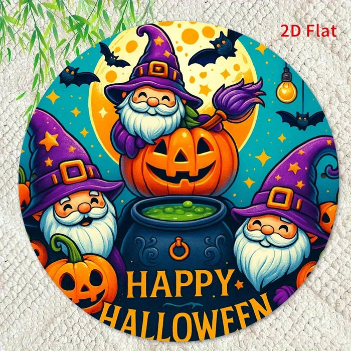 Round Metal Halloween Sign For Festive Decor
