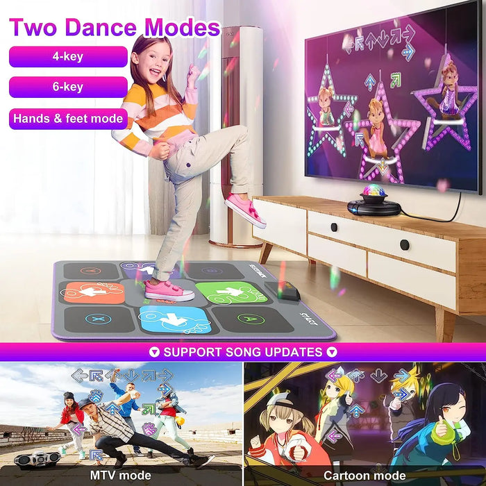 Wireless Dance Mat For Tv / Pc Anti Slip Fitness Music Game Double Controller Foldable