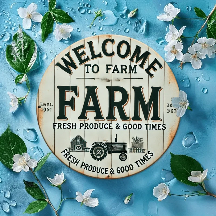 Rustic Wooden Welcome Sign 7.87 Inch Round Door Decor For Home & Office