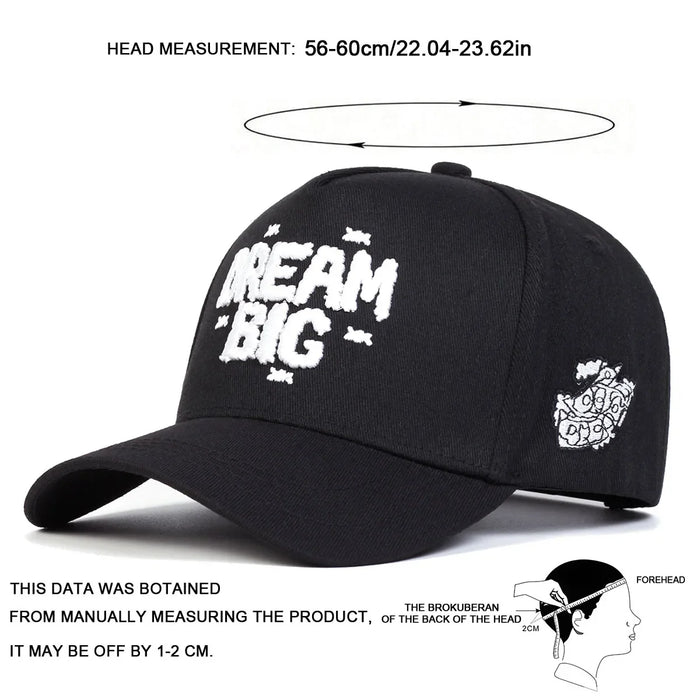 Embroidered Unisex Baseball Cap Dream Big Design Adjustable Sun Hat