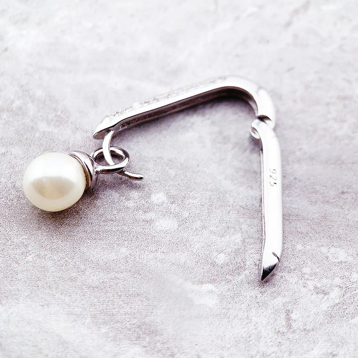 925 Sterling Silver Romantic Gift Hoop Earrings With Pearls For Women