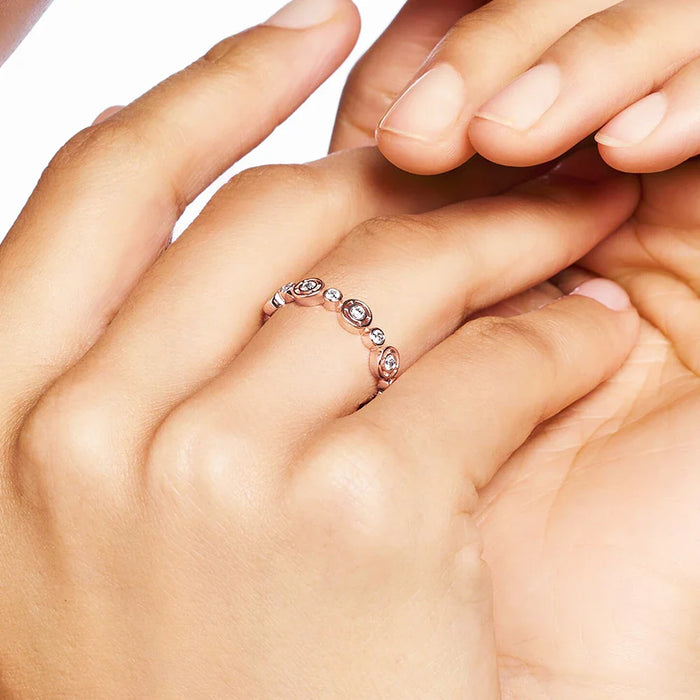 925 Sterling Silver Romantic Gift Rose Gold Ring For Women Real Fine Jewelry