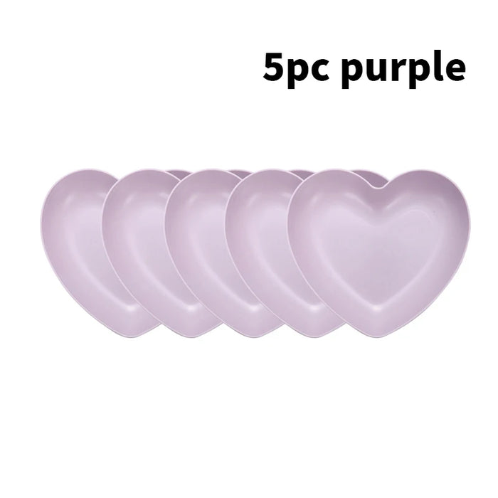 5 Pack Love Bone Plates Reusable For Kitchen Picnic Camping Pp Material Dessert Pastry Snacks
