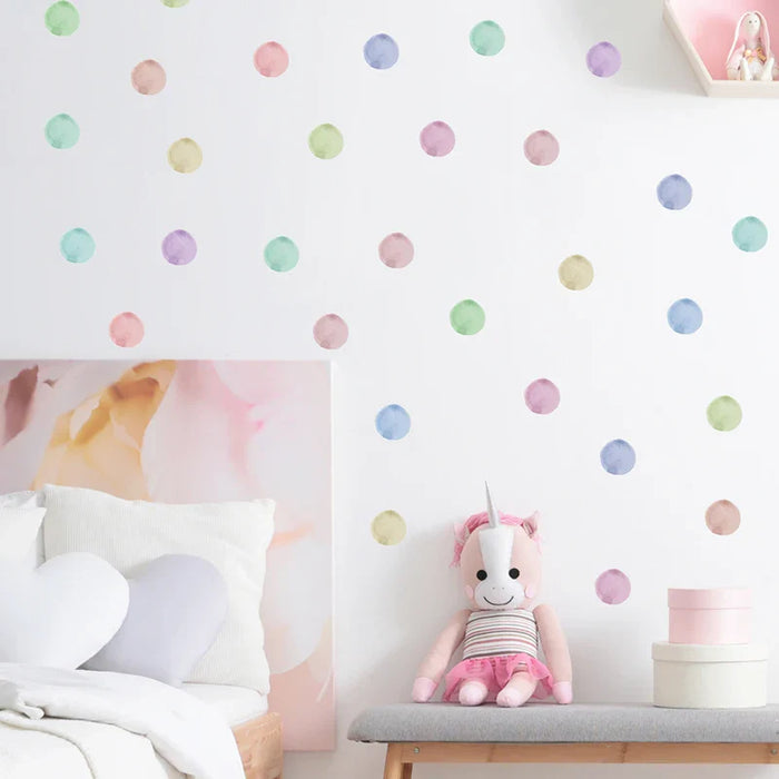 36 Watercolour Polka Dot Wall Stickers For Home Decor
