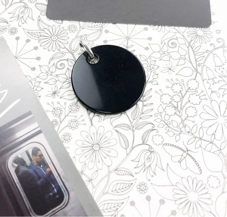 925 Sterling Silver Round Black Stone Pendant Winter Jewelry Gift For Women