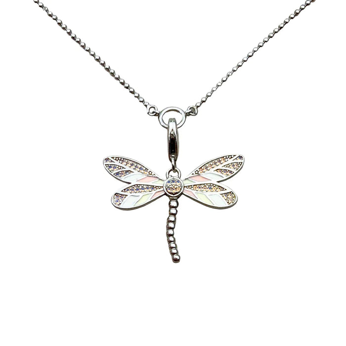 925 Sterling Silver Dragonfly Filigree Charm Necklace Fashion For Women