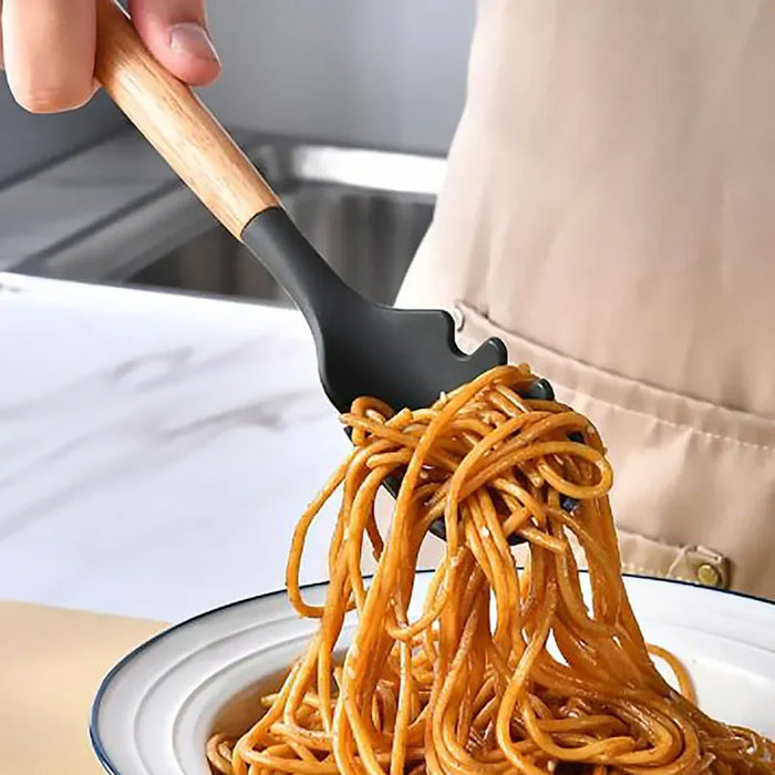 34 Piece Non Stick Silicone Kitchen Utensil Set With Wooden Handles