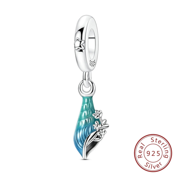 925 Sterling Silver Conch Blossom Pendant Fits Bracelets & Necklaces Diy Gift For Women