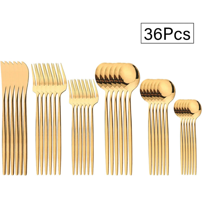 36 Piece Stainless Steel Flatware Set For Elegant Dining