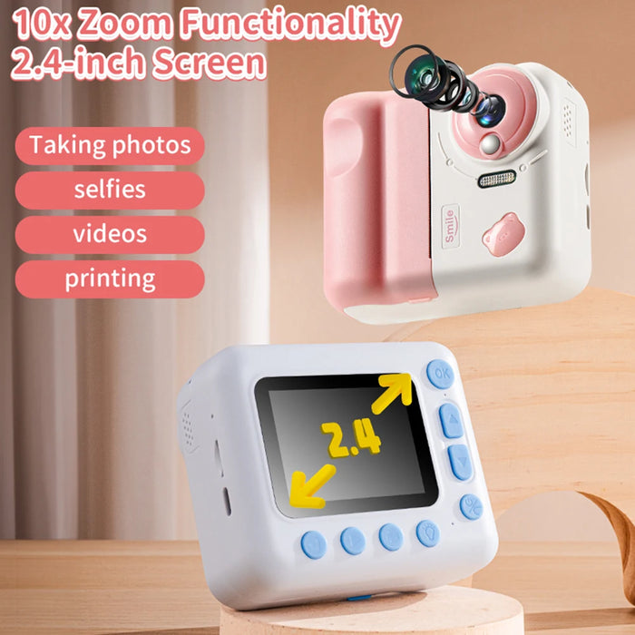 Hd 1080P Digital Camera Video Mini Camera Printer Kids Instant Camera Print 2.4 Ips Screen Children Video Camera For Kids Toys