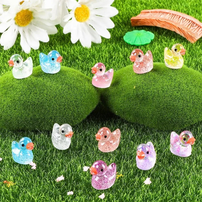 100 Mini Resin Ducks 10 Colors Diy Garden Aquarium Dollhouse