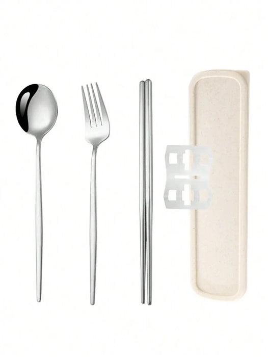3 Piece Stainless Steel Cutlery Set With Storage Box Perfect For School Or Picnics