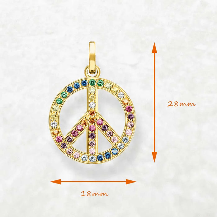 925 Sterling Silver Rainbow Peace Pendant & Gold Plated Classic Gift For Women