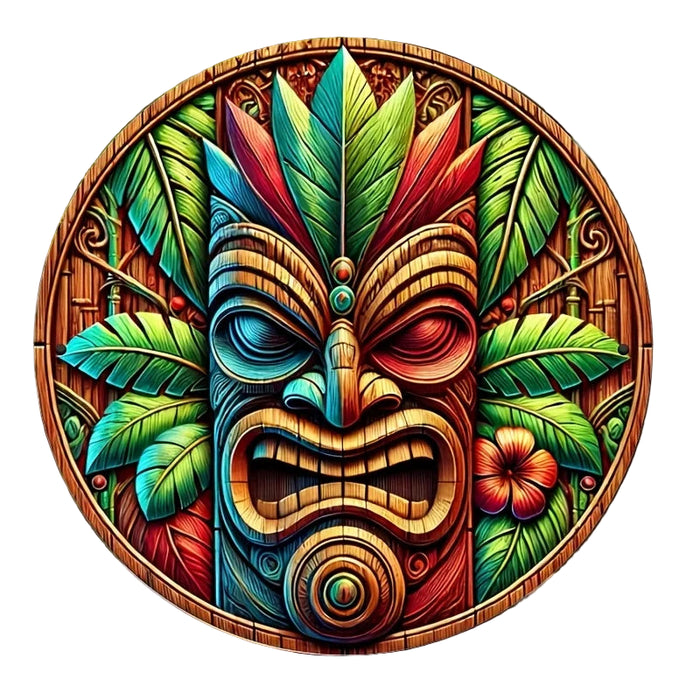 Vivid Aluminum Tiki Mask Sign Ideal For Porch Living Room & Garden