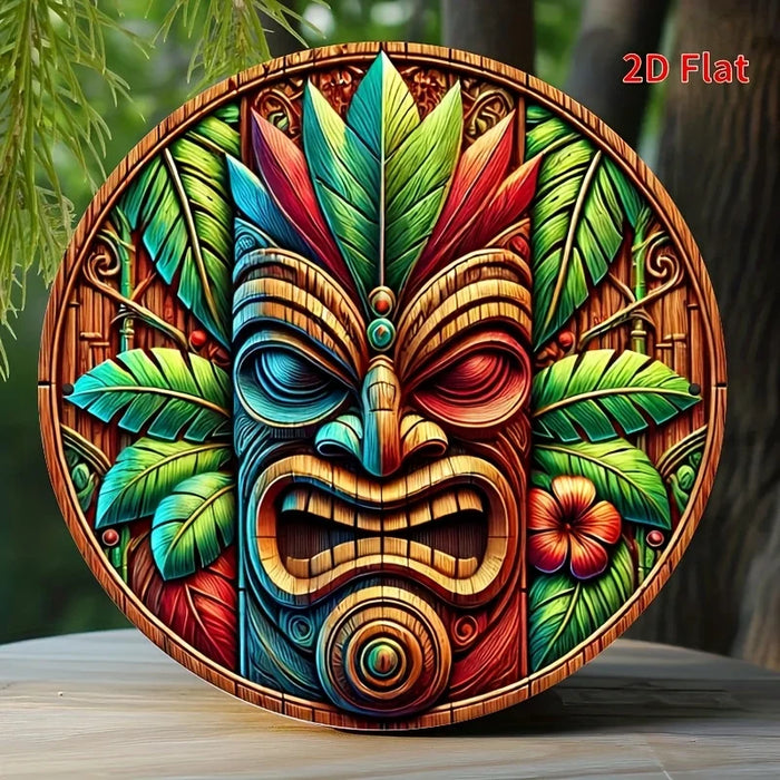 Vivid Aluminum Tiki Mask Sign Ideal For Porch Living Room & Garden
