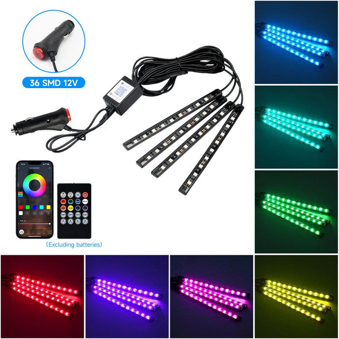 Rgb Car Interior Led Light Kit Remote Control