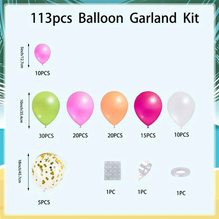 113 Pcs Hawaiian Themed Balloon Set Suitable For Birthdays Swimming Pools And Beach Events Anniversaries Graduation Summer