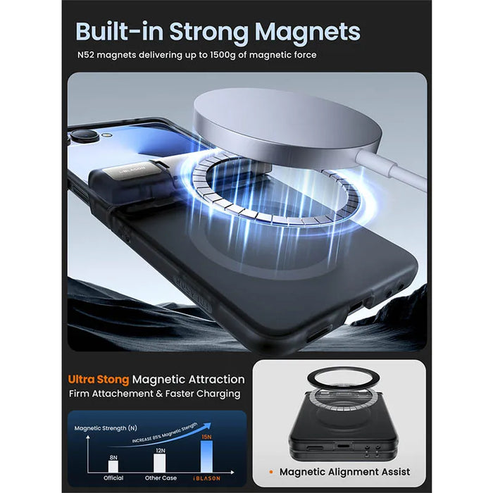 For Samsung Galaxy Z Flip 7 Cosmo Slim Matte Protective Magnetic Phone Case With Tempered Glass Screen Protector