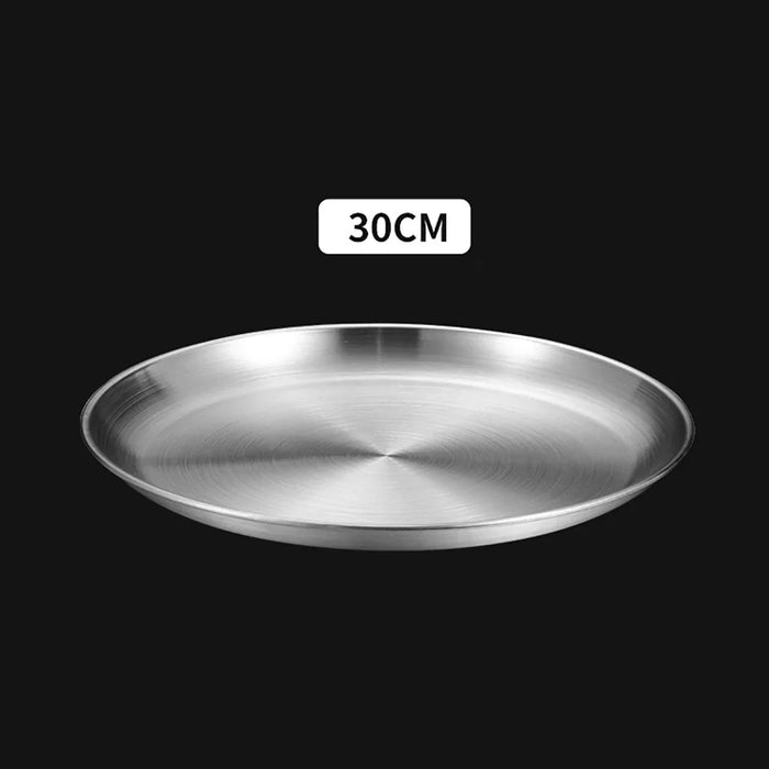 Korean Style Stainless Steel Bbq Plate Round Shallow Dish