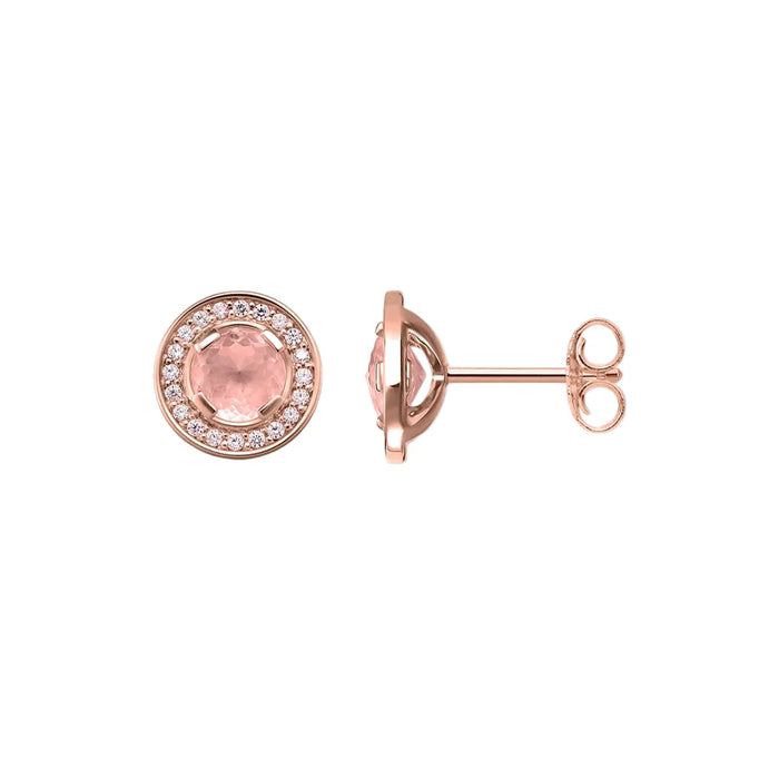 925 Sterling Silver Pink Luna Stud Earrings For Women