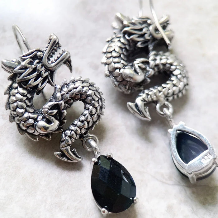 925 Sterling Silver Dragon Drop Earrings Ethnic Fine Jewelry For Women And Men