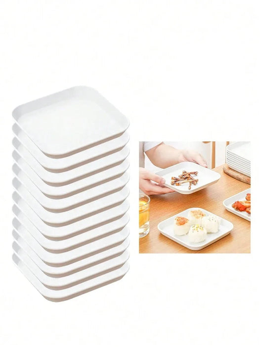 4 / 8 / 12 Piece Reusable White Plastic Square Plates Perfect For Camping Picnics And Restaurants