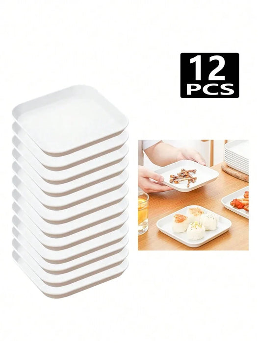 4 / 8 / 12 Piece Reusable White Plastic Square Plates Perfect For Camping Picnics And Restaurants