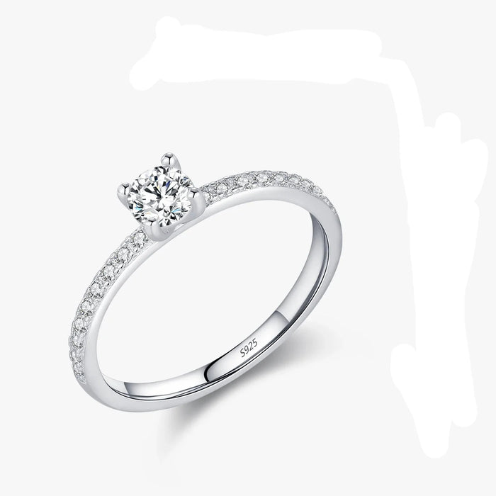 925 Sterling Silver Delicate Square Moissanite Ring In For Women