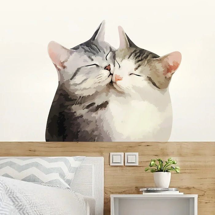 Adorable Watercolour Cat Wall Decal For Kids Room Decor
