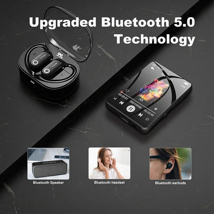 32Gb Touch Screen Mp3 Player With Bt 5.0 Hd Speaker Fm Radio & Voice Recording