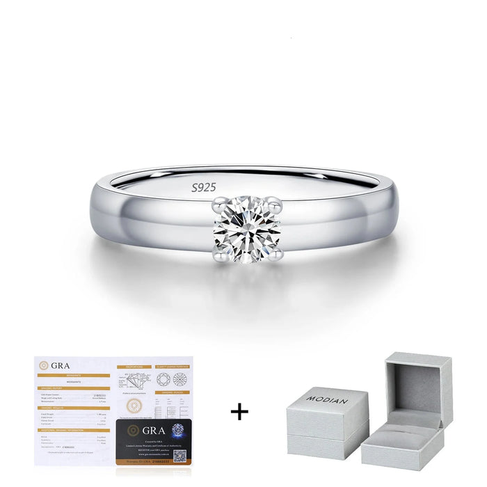 925 Sterling Silver Round Moissanite Ring For Womenwedding Jewelry