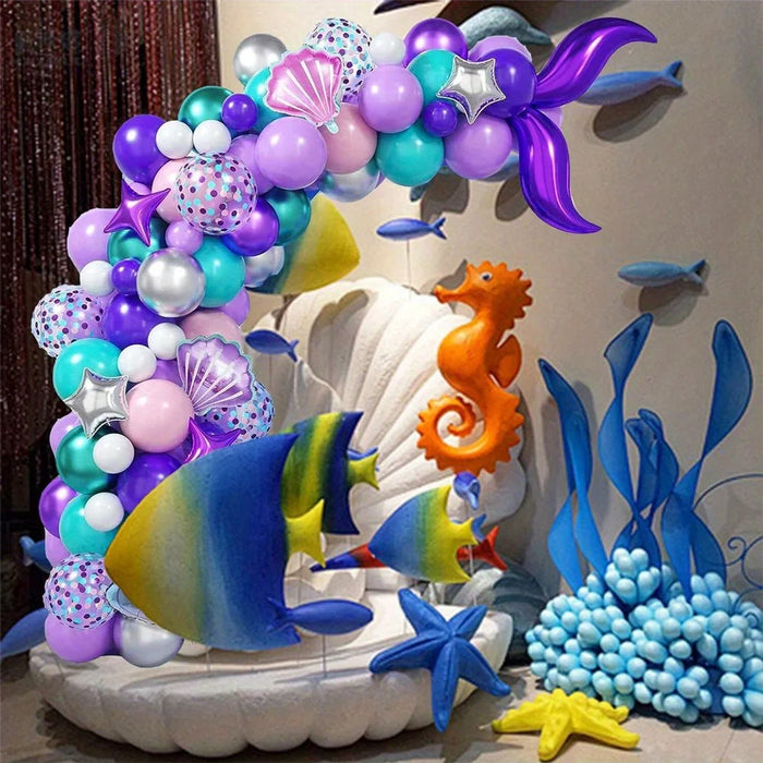 112 Mermaid Themed Balloon Set Suitable For Aquarium Decoration Birthday Wedding Outdoor Beach Swimming Pool Anniversary Summer
