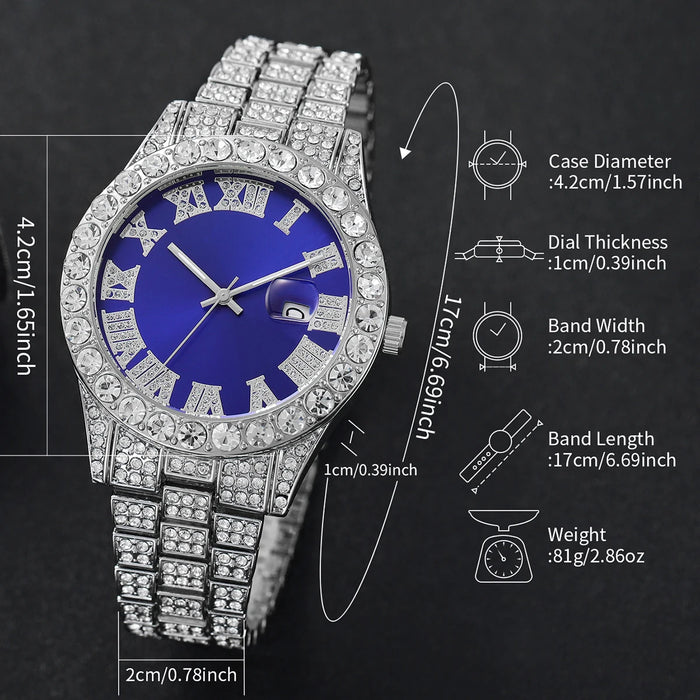 2 Piece Mens Watch Set Diamond Accents
