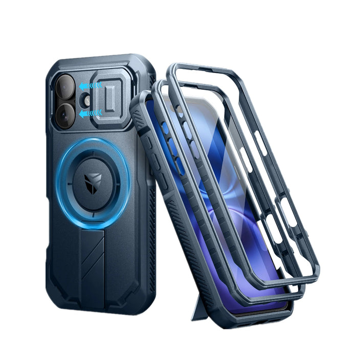 For Iphone 16 Shockproof Bumper Case Compatible With Magsafe With Slide Camera Case Built-In Screen Protector