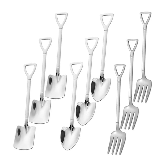 9 Piece Stainless Steel Dessert Fork & Spoon Set