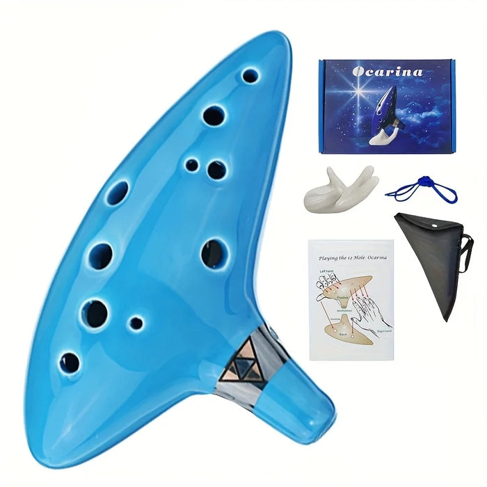12 Tone Ceramic Ocarina With Song Book And Carry Bag
